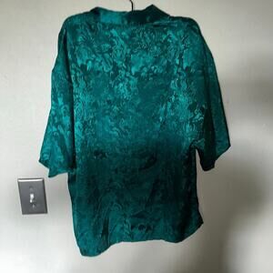 Vintage Victoria Secret Gold Label Emerald Green Paisley top sz l